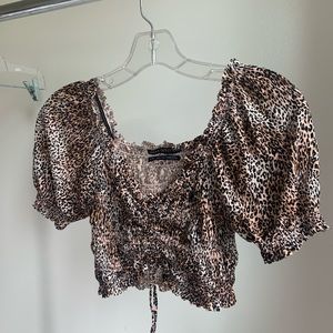 Urban outfitters cheetah print puff sleeve top